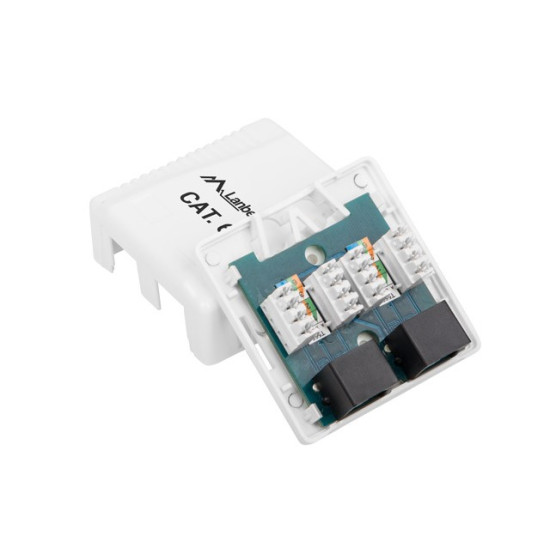 Gniazdo natynkowe 2x RJ45 Kat.6 białe 
