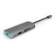 USB-C Metal Nano Stacja Dokująca 1x HDMI 4K Ultra HD 3840 x 2016 @ 30Hz 1x czytnik SD 1x czytnik micro SD 3x USB 3.0 1x USB-C Power D