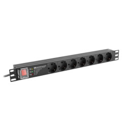 Listwa zasil.rack PDU 1U 16A 2m 7 PDU-PRO-07F-0200-BK