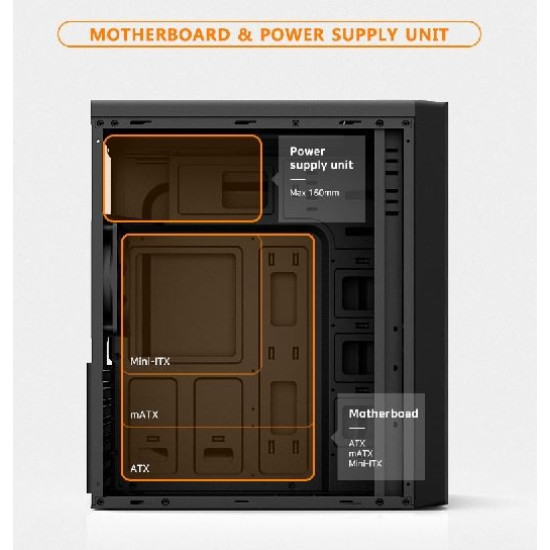 Obudowa T6 ATX Mid Tower PC Case 120mm fan ODD