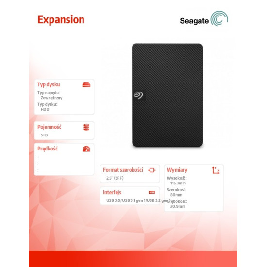 Dysk zewnętrzny Expansion 5TB 2,5 STKM5000400 czarny