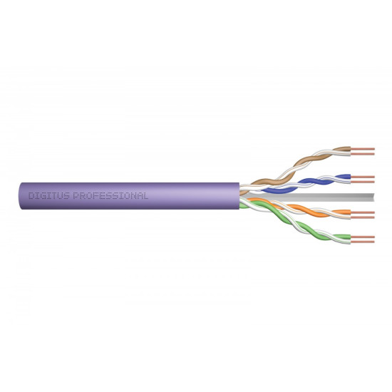 Kabel teleinformatyczny instalacyjny kat.6, U/UTP, B2ca, drut, AWG 23/1, LSOH, 500m, fioletowy, szpula