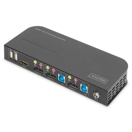 Przełącznik KVM 2 portowy DisplayPort do HDMI 2x1 4K 60Hz 2xUSB audio