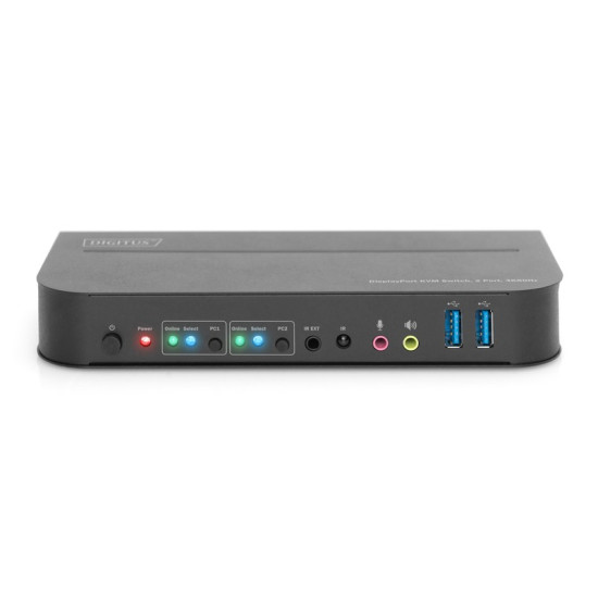 Przełącznik KVM 2 portowy DisplayPort do HDMI 2x1 4K 60Hz 2xUSB audio