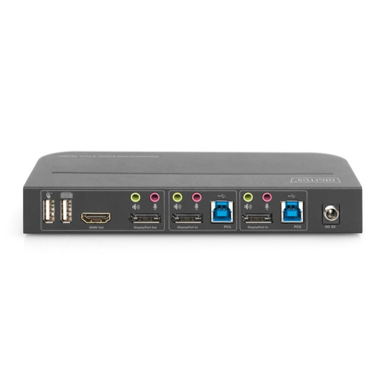 Przełącznik KVM 2 portowy DisplayPort do HDMI 2x1 4K 60Hz 2xUSB audio