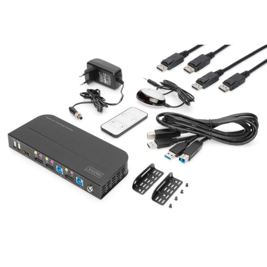 Przełącznik KVM 2 portowy DisplayPort do HDMI 2x1 4K 60Hz 2xUSB audio