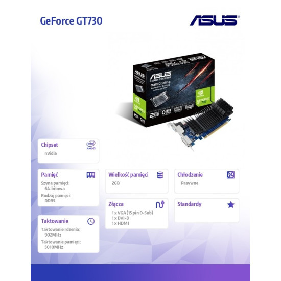 GeForce GT730 2GB DDR5 PCI 2.0 64BIT DVI/HDMI/HDCP 