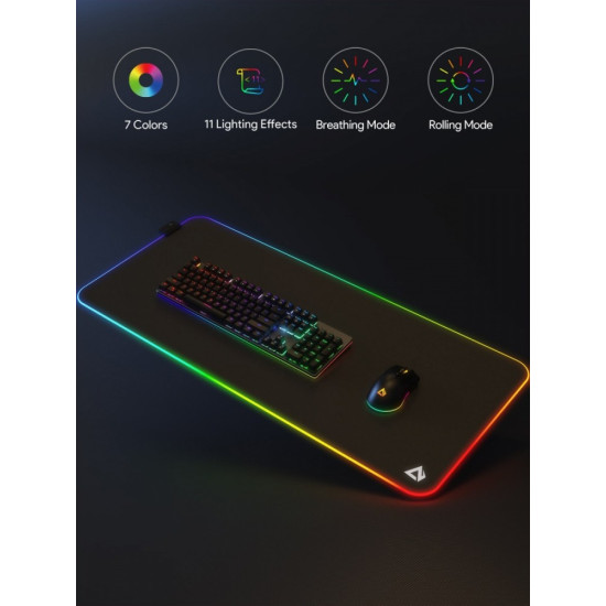 KM-P7 RGB XXL gamingowa podkładka pod mysz i klawiaturę | 900x400x4mm | wodoodporna | gumowany spód | aplikacja G-aim Control Center