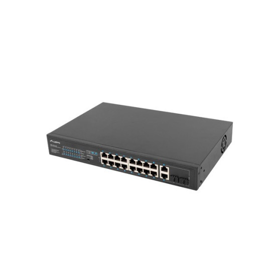 Przełącznik Switch 16X100MB POE+/2XCombo niezarządzalny rack 19 cali Gigabit Ethernet 250W 
