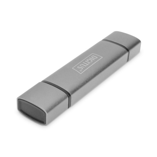 Czytnik kart 3-portowy USB Typ C/ USB 3.0 SuperSpeed SD Micro SD HQ aluminium Szary