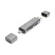 Czytnik kart 3-portowy USB Typ C/ USB 3.0 SuperSpeed SD Micro SD HQ aluminium Szary