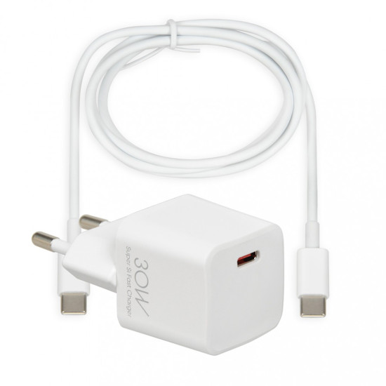 Ładowarka sieciowa C-38 PD30 CW USB-C, kabel