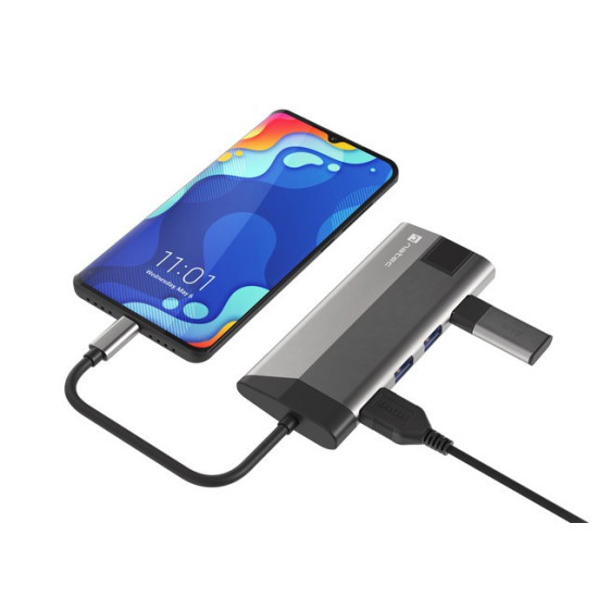 Stacja dokująca Multiport Fowler Plus USB-C PD, 3x USB 3.0, HDMI 4K, RJ45, SD, micro SD 