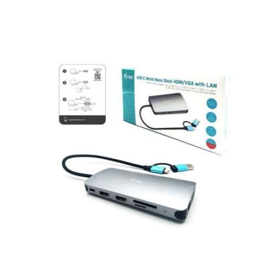 Stacja dokująca USB 3.0/USB-C/Thunderbolt 3x Display Metal Nano Dock LAN +Power Delivery 100W 