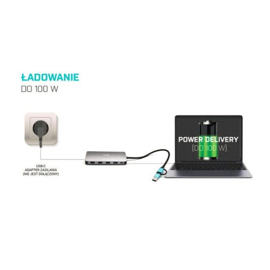 Stacja dokująca USB 3.0/USB-C/Thunderbolt 3x Display Metal Nano Dock LAN +Power Delivery 100W 
