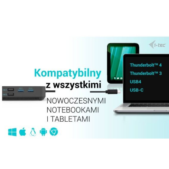 Stacja dokująca USB-C HDMI Dual DP Docking Station Power Delivery 100 W + i-tec Universal Charger 100 W 