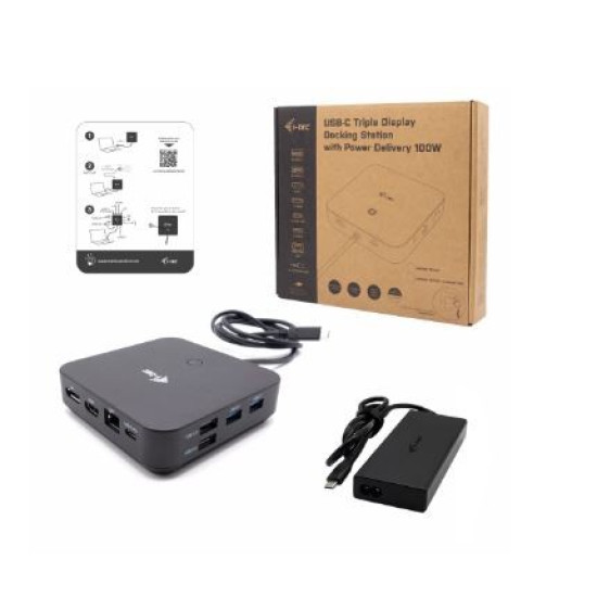 Stacja dokująca USB-C HDMI Dual DP Docking Station Power Delivery 100 W + i-tec Universal Charger 100 W 