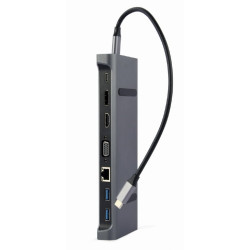Adapter USB-C 9w1, HDMI, USB-C PD, VGA, DP, USBx3, Audio, LAN