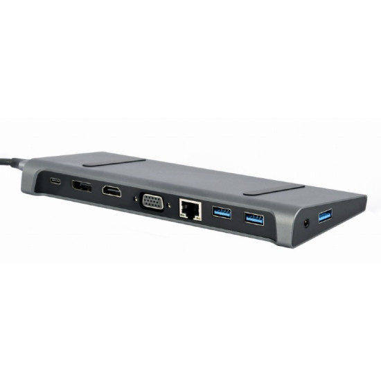 Adapter USB-C 9w1, HDMI, USB-C PD, VGA, DP, USBx3, Audio, LAN