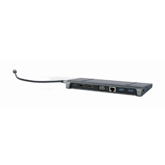 Adapter USB-C 9w1, HDMI, USB-C PD, VGA, DP, USBx3, Audio, LAN