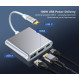 Adapter HUB USB C 3w1 - HDMI, USB, PD srebrny