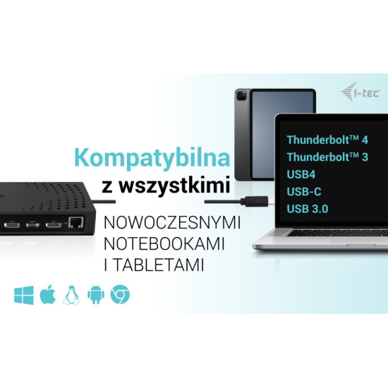 Stacja dokująca USB 3.0 / USB-C / Thunderbolt, 3 x 4K Gen 2 + zasilanie 100 W
