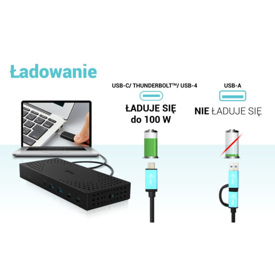 Stacja dokująca USB 3.0 / USB-C / Thunderbolt, 3 x 4K Gen 2 + zasilanie 100 W