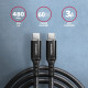 Kabel BUCM-CM30AB USB-C USB-C 2.0, 3m, PD 60W, 3A, ALU, oplot, Czarny