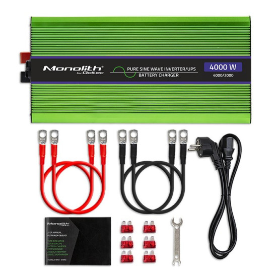 Przetwornica napięcia Monolith | ładowanie baterii | UPS | 2000W | 4000W | 12V na 230V | Czysty Sinus | LCD 
