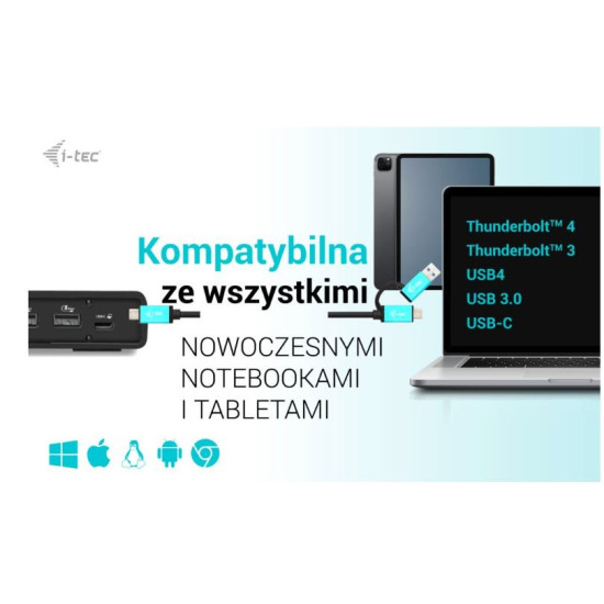 Stacja dokująca USB 3.0 / USB-C / Thunderbolt 3 Dual Display Gen2 + Power Delivery 100W 