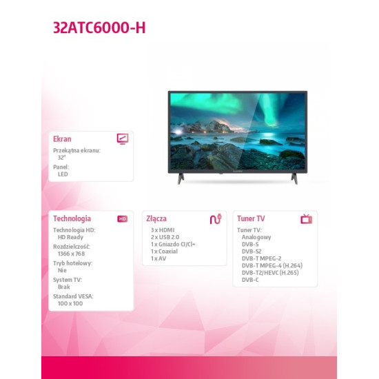 Telewizor LED 32 cale 32ATC6000-H