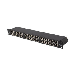 Patch panel 48 portów 1U 19 cali kat.6 ftp ekranowany czarny