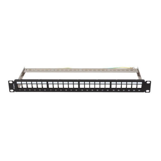 Patch panel pusty 24 porty 1U 19 cali ftp do modułów keystone czarny