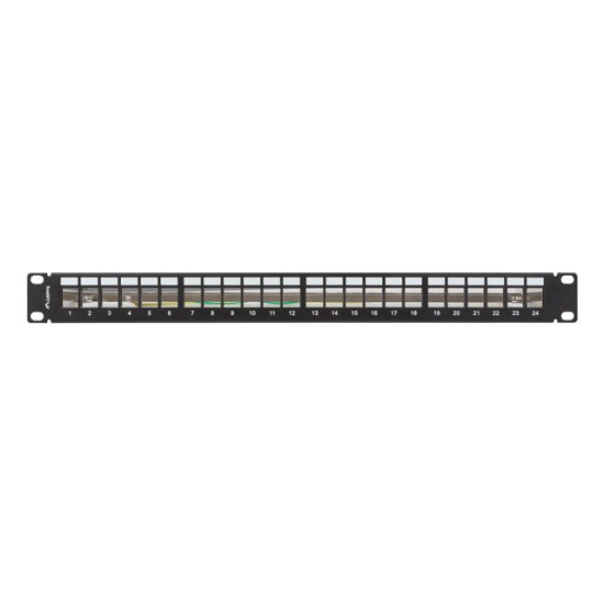 Patch panel pusty 24 porty 1U 19 cali ftp do modułów keystone czarny