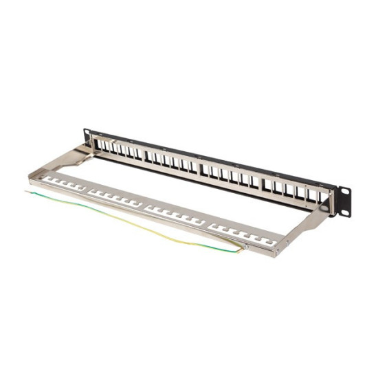Patch panel pusty 24 porty 1U 19 cali ftp do modułów keystone czarny