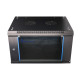 Szafka wisząca rack 6U 600x450 czarna szklane drzwi 