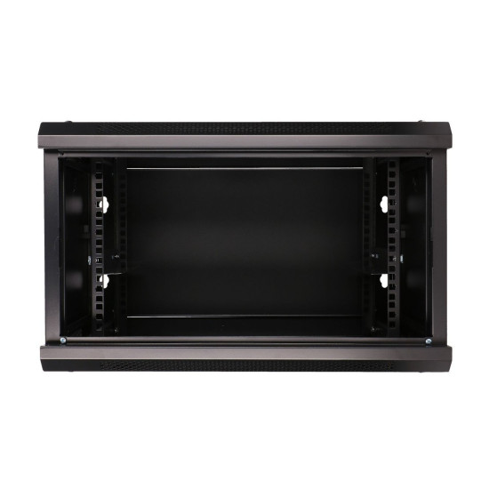 Szafka wisząca rack 6U 600x450 czarna szklane drzwi 