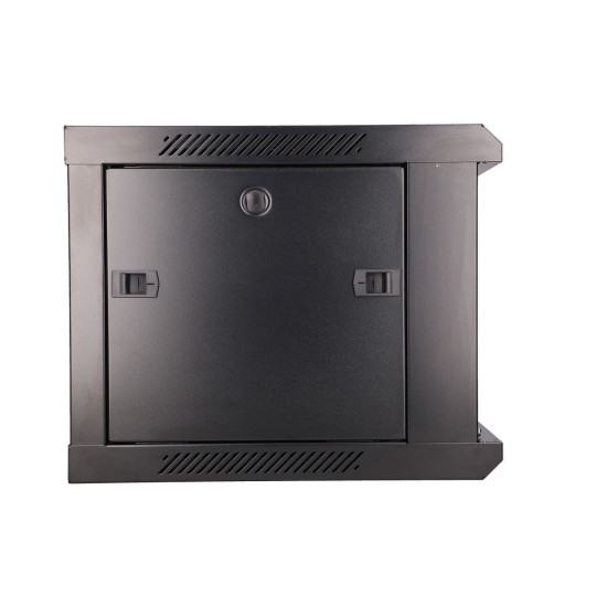 Szafka wisząca rack 6U 600x450 czarna szklane drzwi 