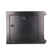 Szafka wisząca rack 6U 600x450 czarna szklane drzwi 