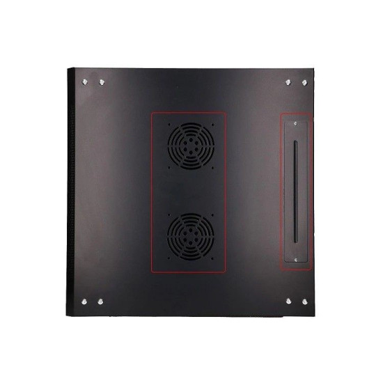 Szafka wisząca rack 6U 600x450 czarna szklane drzwi 