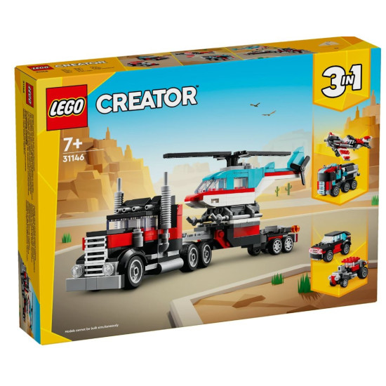 Klocki Creator 31146 Ciężarówka z platformą i helikopterem