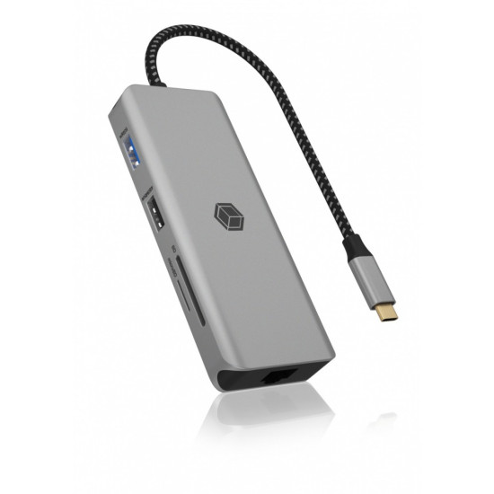 Stacja dokująca IB-DK4012-CPD 9w1, 2x HDMI, 4K60Hz, 3xUSB, 100W PD,LAN, Czytnik kart 