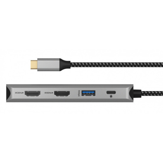Stacja dokująca IB-DK4012-CPD 9w1, 2x HDMI, 4K60Hz, 3xUSB, 100W PD,LAN, Czytnik kart 