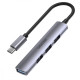 HUB USB-C; 3x USB-A 2.0 1x USB-A 5 Gbps Aluminiowy 