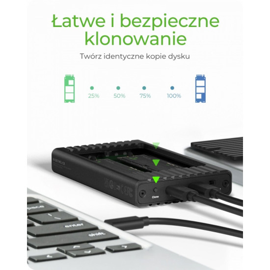 Stacja ICY BOX IB-2817MCL-C31 z funkcją klonowania dla 2x NVMe SSD 