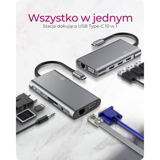 Stacja dokująca IB-DK4040-CPD TYPE-C z dwoma interfejsami wideo 