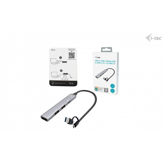 Hub USB-C/USB-A Metal 1x USB 3.0 + 3x USB 2.0 