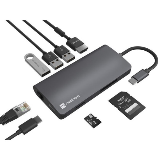 Multiport Adapter Fowler 2 V2 USB-C->HUB USB 3.0 3X, HDMI4K 