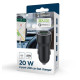 Ładowarka samochodowa USB-A/USB-C 20W PD czarna