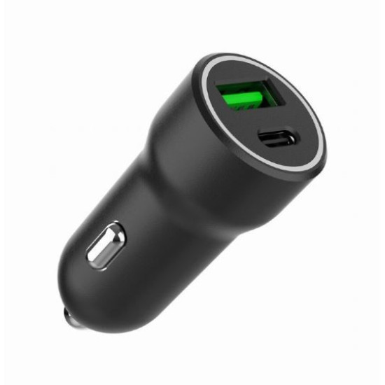 Ładowarka samochodowa USB-A/USB-C 20W PD czarna